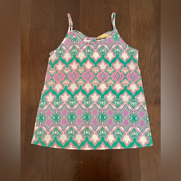 How Very Loved Tops - Green and Purple Geometric Camisole Top
